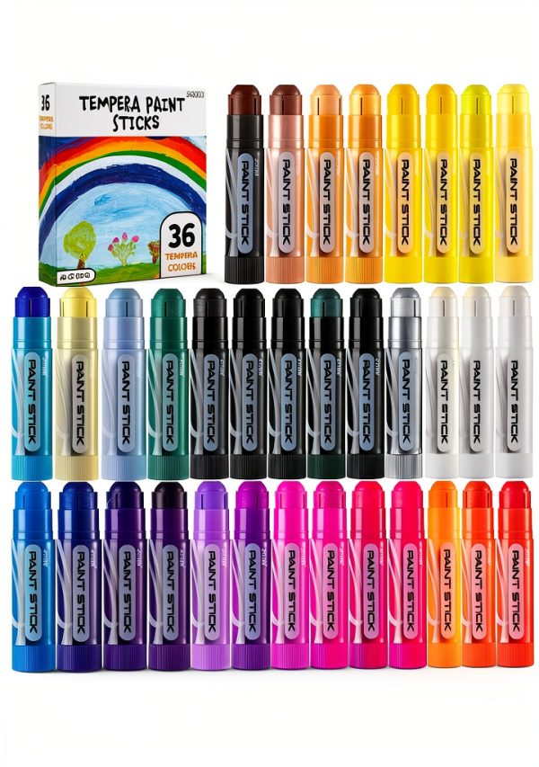JOYIN Kids Paint Sticks 36 Colors Non Toxic Quick Dry-0