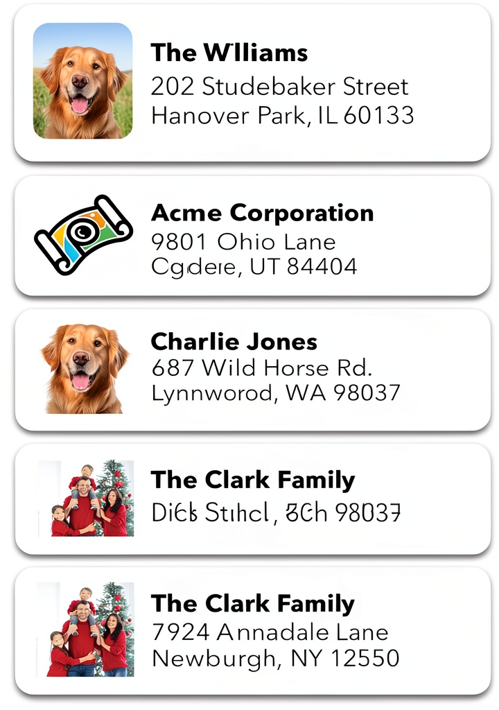 Bunny Badges photo address labels with custom image and text on an envelope