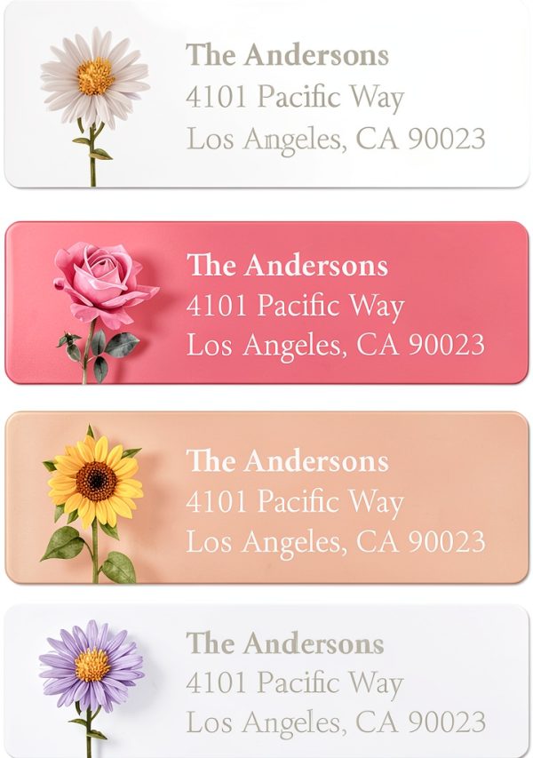 Flower Address Labels Personalized Self Adhesive Made in USA-0