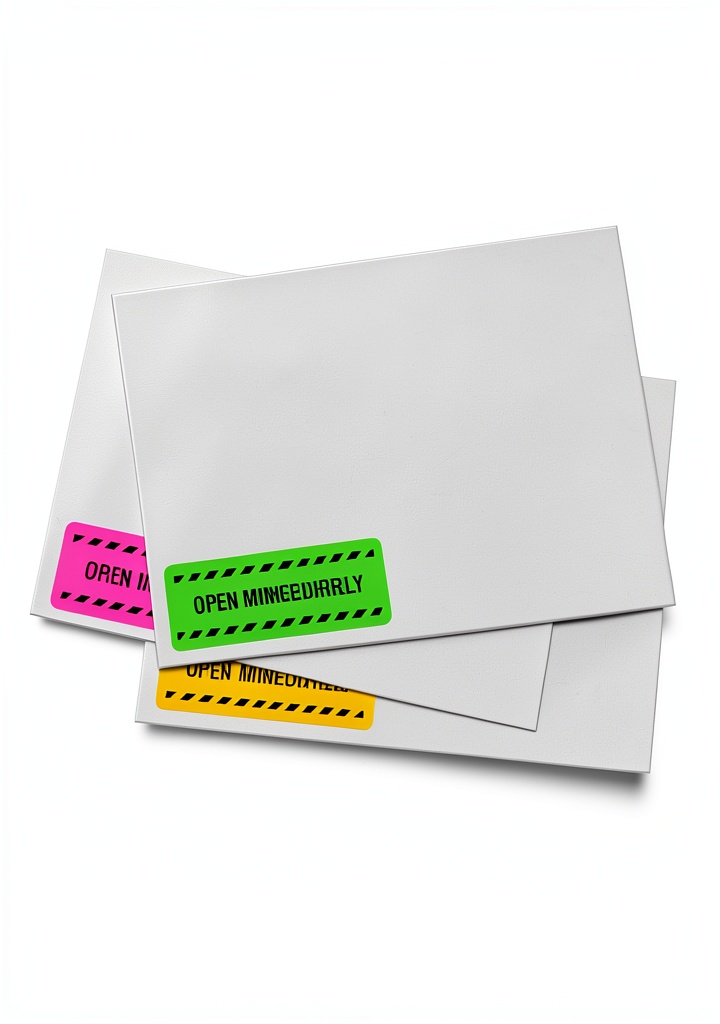 Avery neon address labels on a package with bright colors