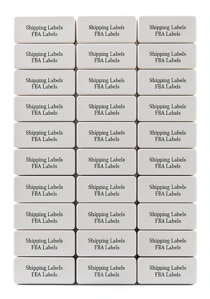 FungLam address labels on a desk with printer and packaging supplies