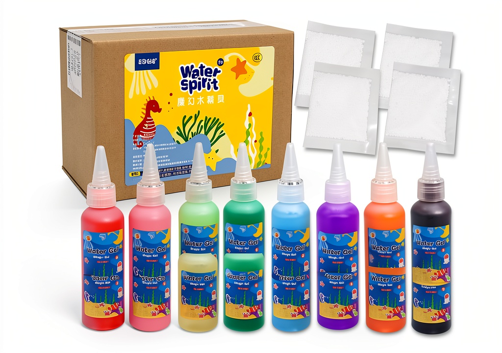 Installing Nikolle Magic Water Elf Powder Refill Aqua Fairy Toy Gel on a kitchen table
