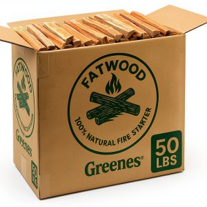 Greenes Fence Fatwood Fire Starter – 50 lb Box – 100% Natural Resin Pine Kindling – Chemical-Free All-Weather for Fireplaces, Campfires, Wood Stoves & Grills-0