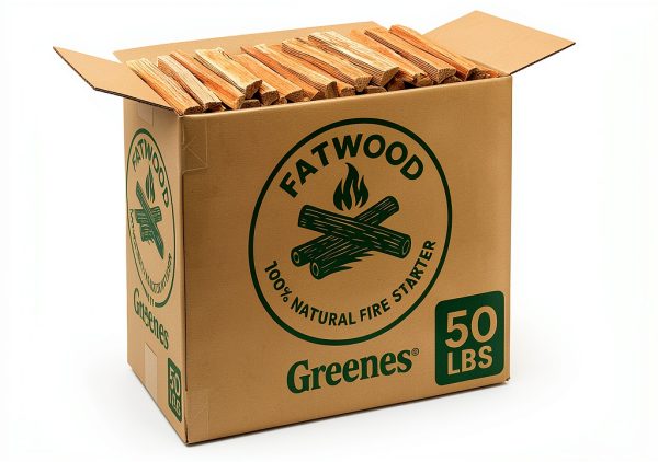 Greenes Fence Fatwood Fire Starter – 50 lb Box – 100% Natural Resin Pine Kindling – Chemical-Free All-Weather for Fireplaces, Campfires, Wood Stoves & Grills-0