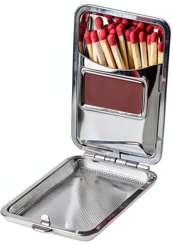 Metal Match Box Case Marsrut Stainless Steel Vintage Matchstick Holder-0