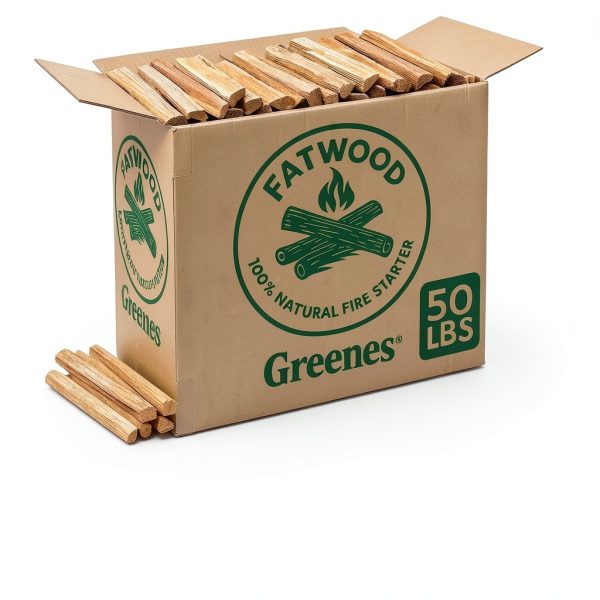 Greenes Fence Fatwood Fire Starter – 50 lb Box – 100% Natural Resin Pine Kindling – Chemical-Free All-Weather for Fireplaces, Campfires, Wood Stoves & Grills-1