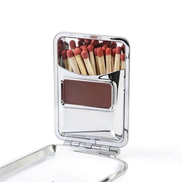 Metal Match Box Case Marsrut Stainless Steel Vintage Matchstick Holder-1