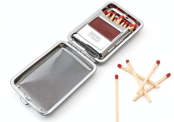 Metal Match Box Case Marsrut Stainless Steel Vintage Matchstick Holder-5